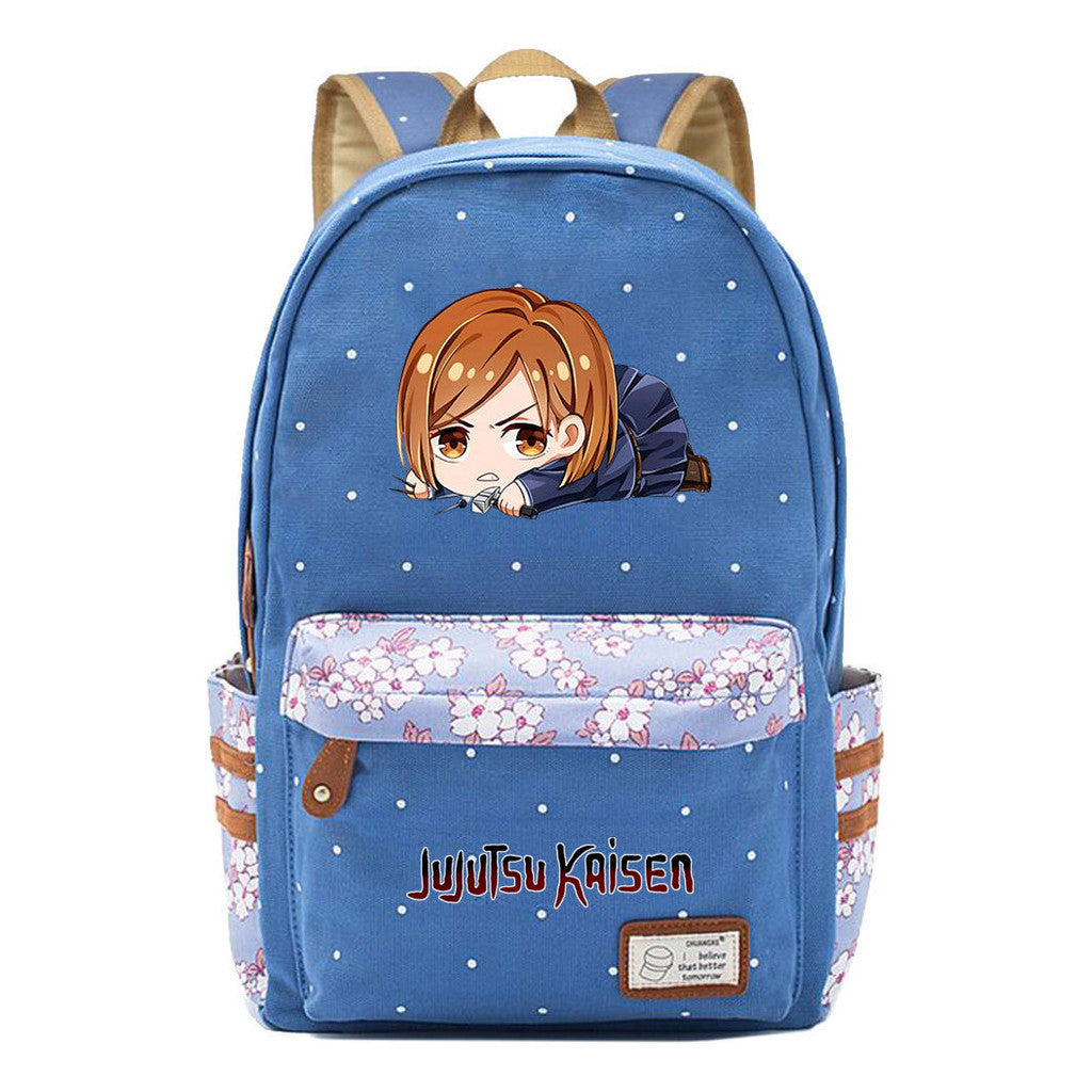 Cartoon Teenage Girl Student Backpack Casual Canvas Backpack
