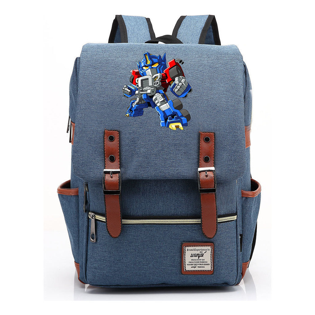 Transformed Mecha Printed Student Backpack For Men And Women's Leisure Backpack