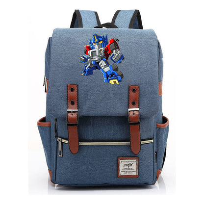 Transformed Mecha Printed Student Backpack For Men And Women's Leisure Backpack