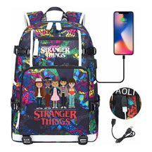 Strange Story Printed Usb Youth Student Backpack For Men And Women's Leisure Travel Backpack