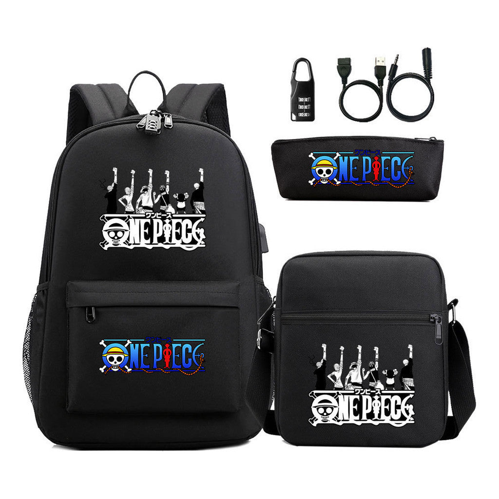 Usb Password Lock Student Backpack Three Piece Set Backpack Set