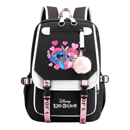 Interstellar Baby Stitch Usb Backpack For Boys And Girls Casual Woven Strap Flip Backpack