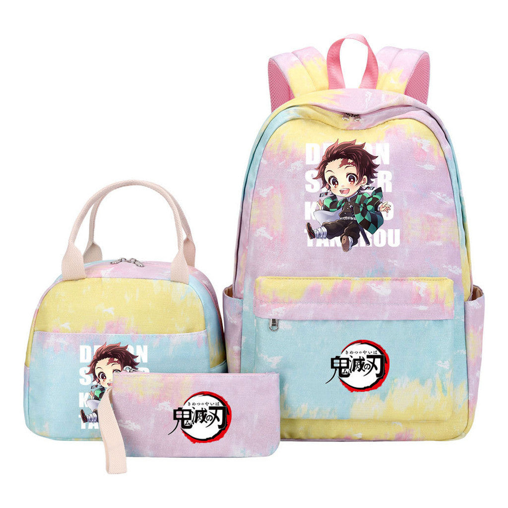 Cartoon Fashion Youth Student Girls School Bag Lunch Bag Three Piece Set Backpack