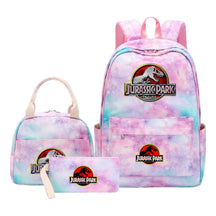 Jurassic Park Dinosaur Student Girls School Bag Lunch Bag Three Piece Set Backpack Set