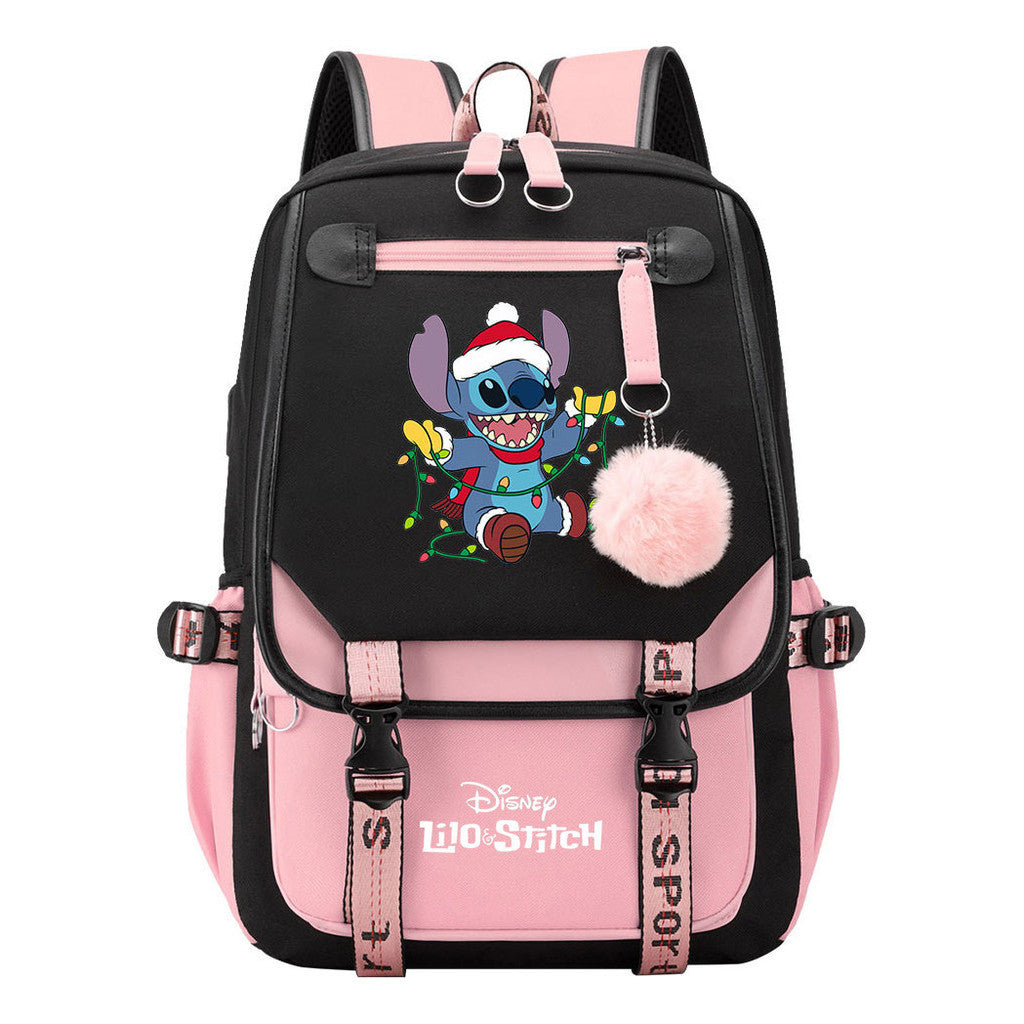 Interstellar Baby Stitch Usb Backpack With Casual Woven Strap Flip Back Backpack