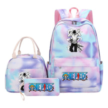 Cartoon Pirate King Youth Student Girls School Bag Lunch Bag Three Piece Set Backpack Set