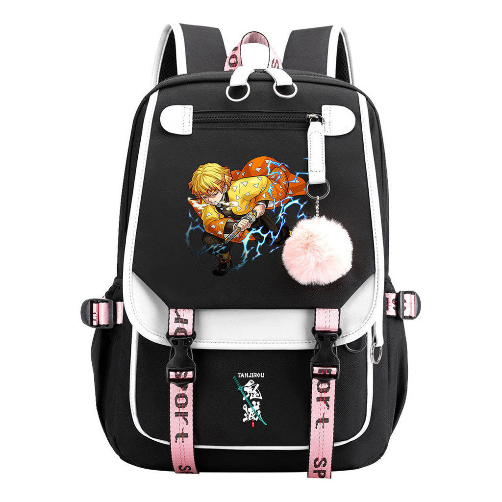 Cartoon Fashion Usb Youth Student School Bag Casual Ribbon Flip Backpack