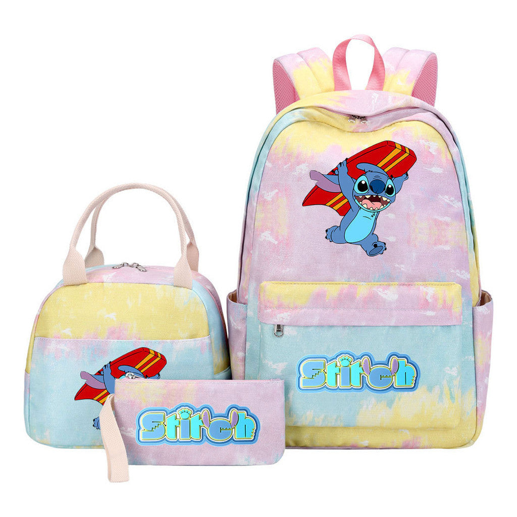 Interstellar Baby Stitch Youth Student Girls School Bag Lunch Bag Three Piece Set Backpack Set