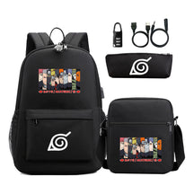 Naruto Usb Password Lock Youth Student Backpack Three Piece Set For Men And Women Backpack Set