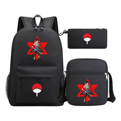 Anime Naruto Starry Sky Youth School Bag Three Piece Set For Men And Women Backpack Set