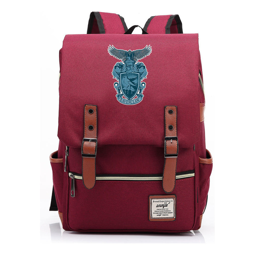 School Of Witchcraft And Wizardry Printed Student Backpack For Men And Women, Casual Belt Buckle, Classic Backpack