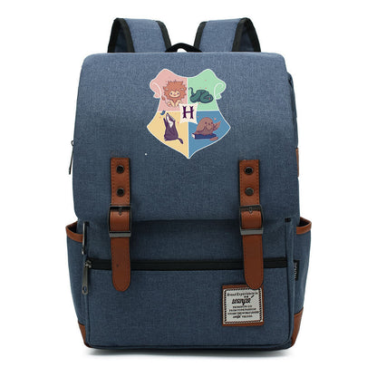 School Of Magic Printed Schoolbags For Young Students, Casual Belt Buckles And Classic Backpacks
