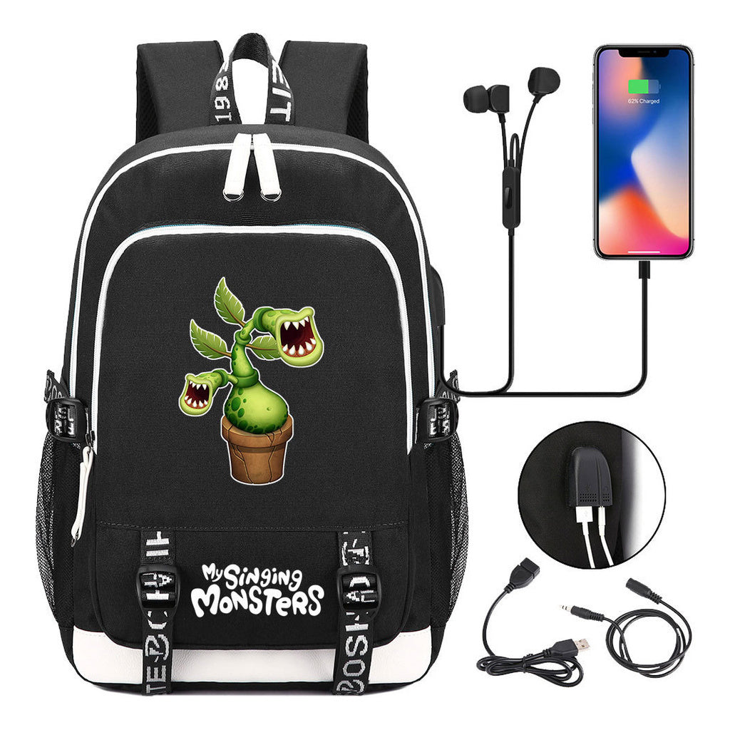 Monster Concert Printed Student Backpack Usb Leisure Backpack