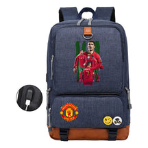 Football Star Cristiano Ronaldo Printed Usb Student Backpack For Leisure Travel Backpack
