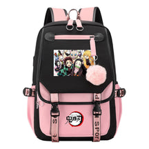 Comic Cartoon Fashion Usb Student Backpack Casual Woven Flap Backpack
