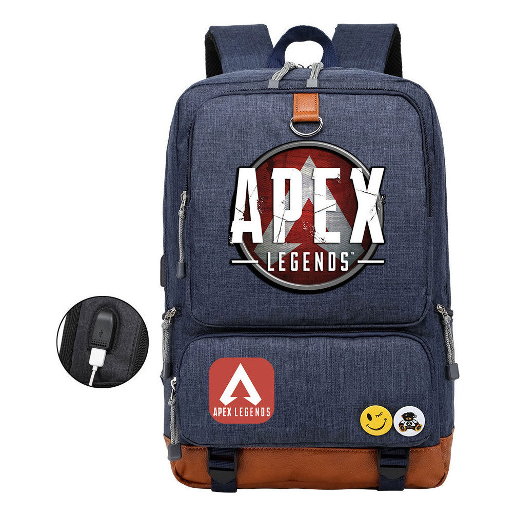 Apex Hero Print Usb Youth School Bag Travel Backpack