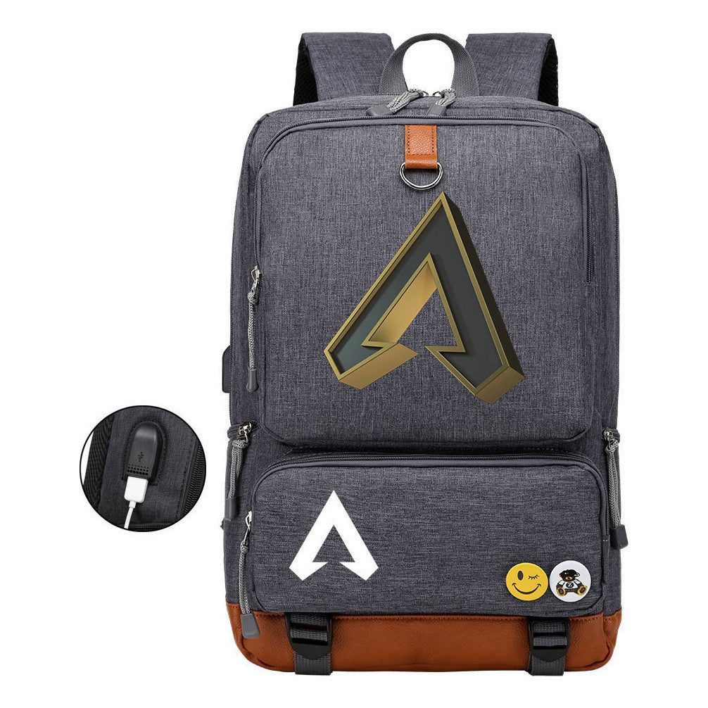 Apex Hero Print Usb Student Backpack Casual Backpack