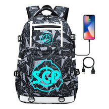 Blue Glow Printed Usb Youth Student Backpack For Men And Women's Leisure Travel Backpack