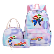 Super Mario Student Girls School Bag Lunch Bag Three Piece Backpack Set