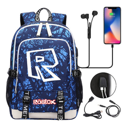 Printed Youth Student Backpack Usb Casual Backpack