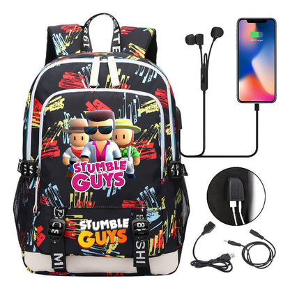 Printed Student Backpack Usb Leisure Backpack