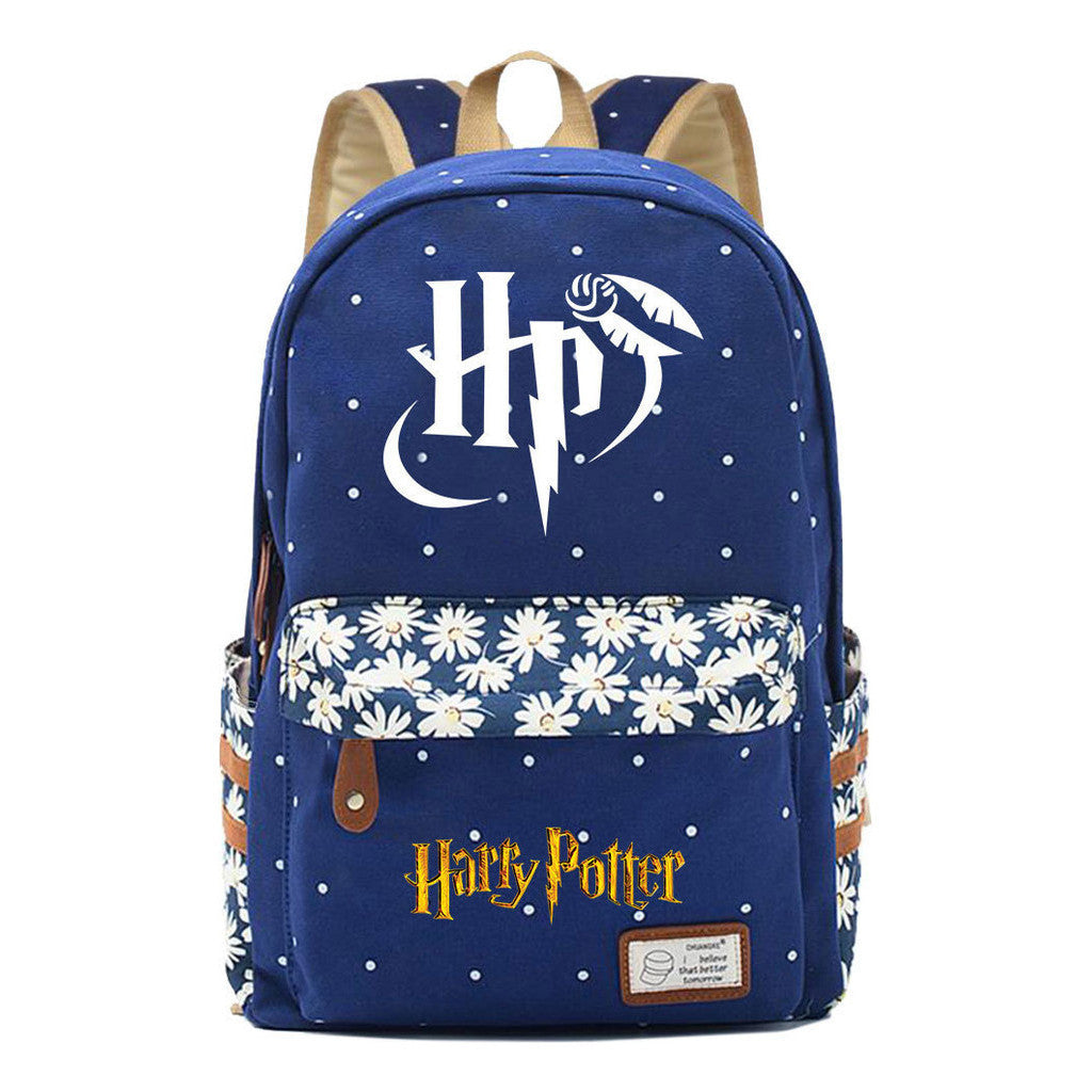 School Of Witchcraft And Wizardry Youth Student Backpack, Floral Canvas, Female Backpack