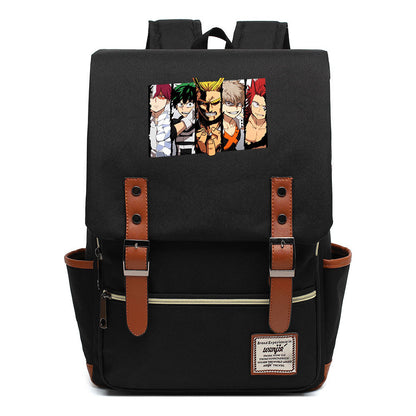 Anime My Heroes Academy Printed Youth Student Backpack Men's And Women's Leisure Belt Buckle Classic Backpack