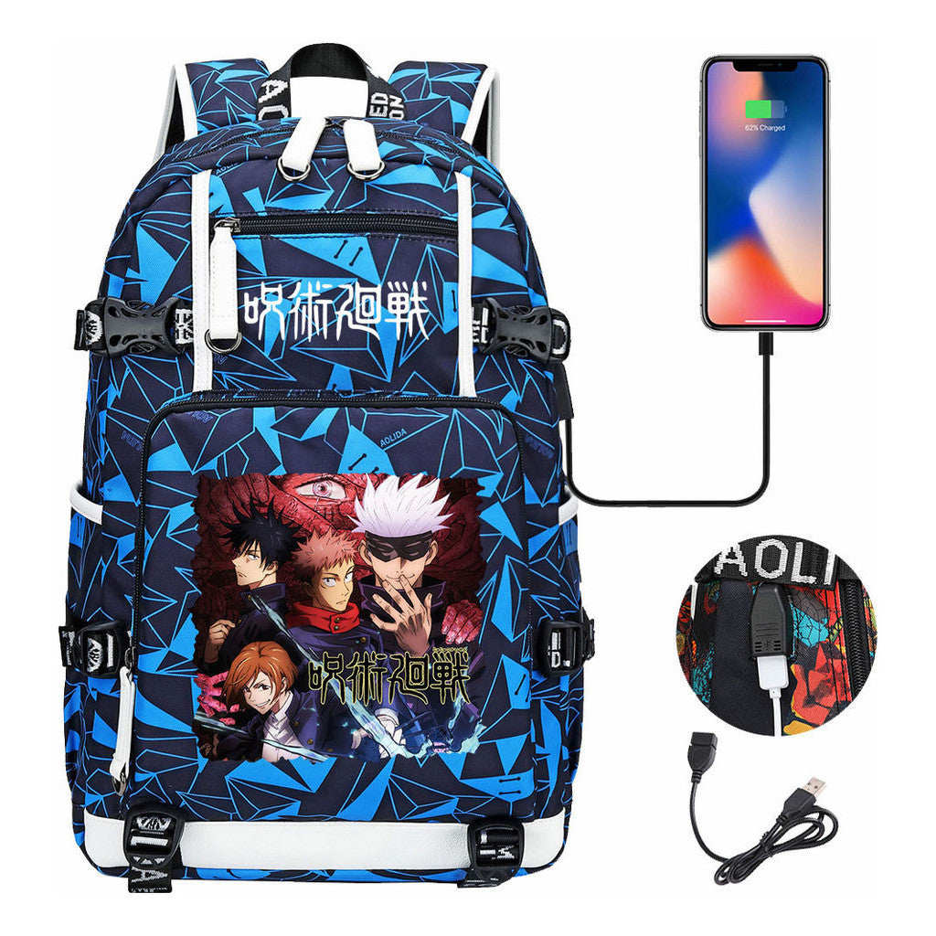 Printed Usb Youth Student Backpack Men And Women's Leisure Large Capacity Travel Backpack