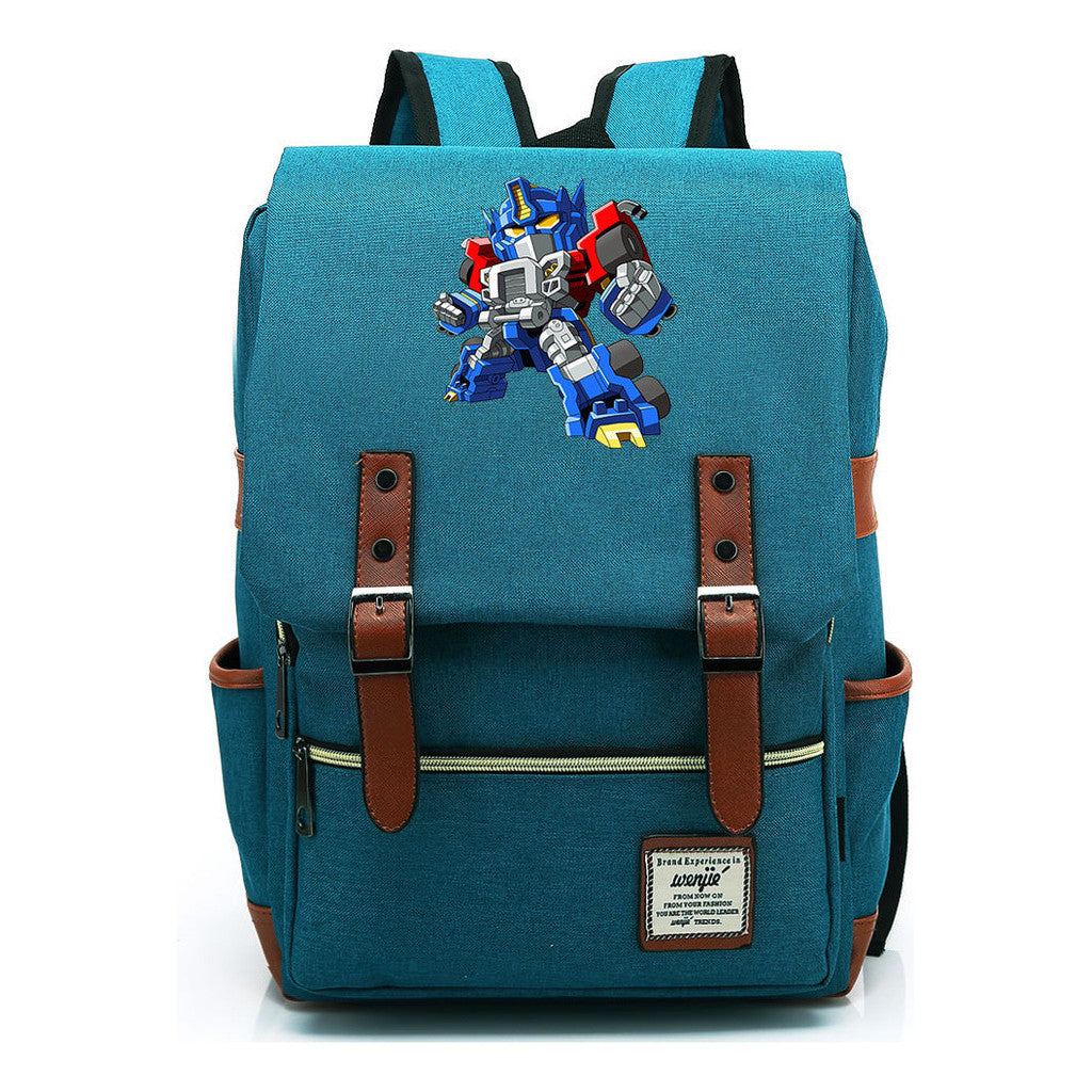 Transformed Mecha Printed Student Backpack For Men And Women's Leisure Backpack