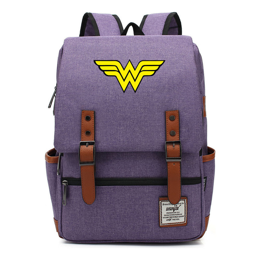 Anime Wonder Woman Printed Youth Student School Bag Men's And Women's Leisure Belt Buckle Backpack