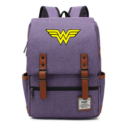 Anime Wonder Woman Printed Youth Student School Bag Men's And Women's Leisure Belt Buckle Backpack