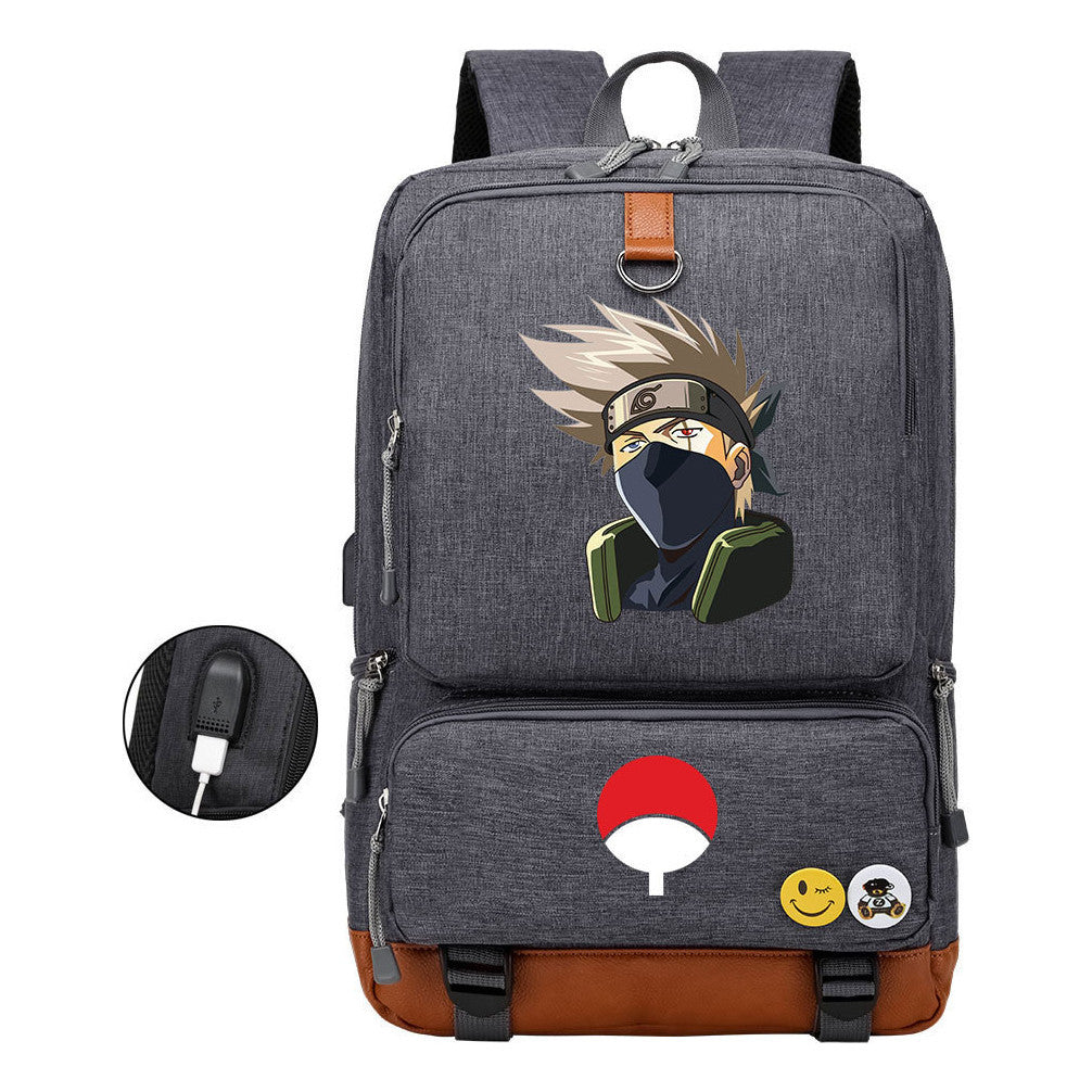 Naruto Print Usb Youth Student Backpack Leisure Travel Backpack