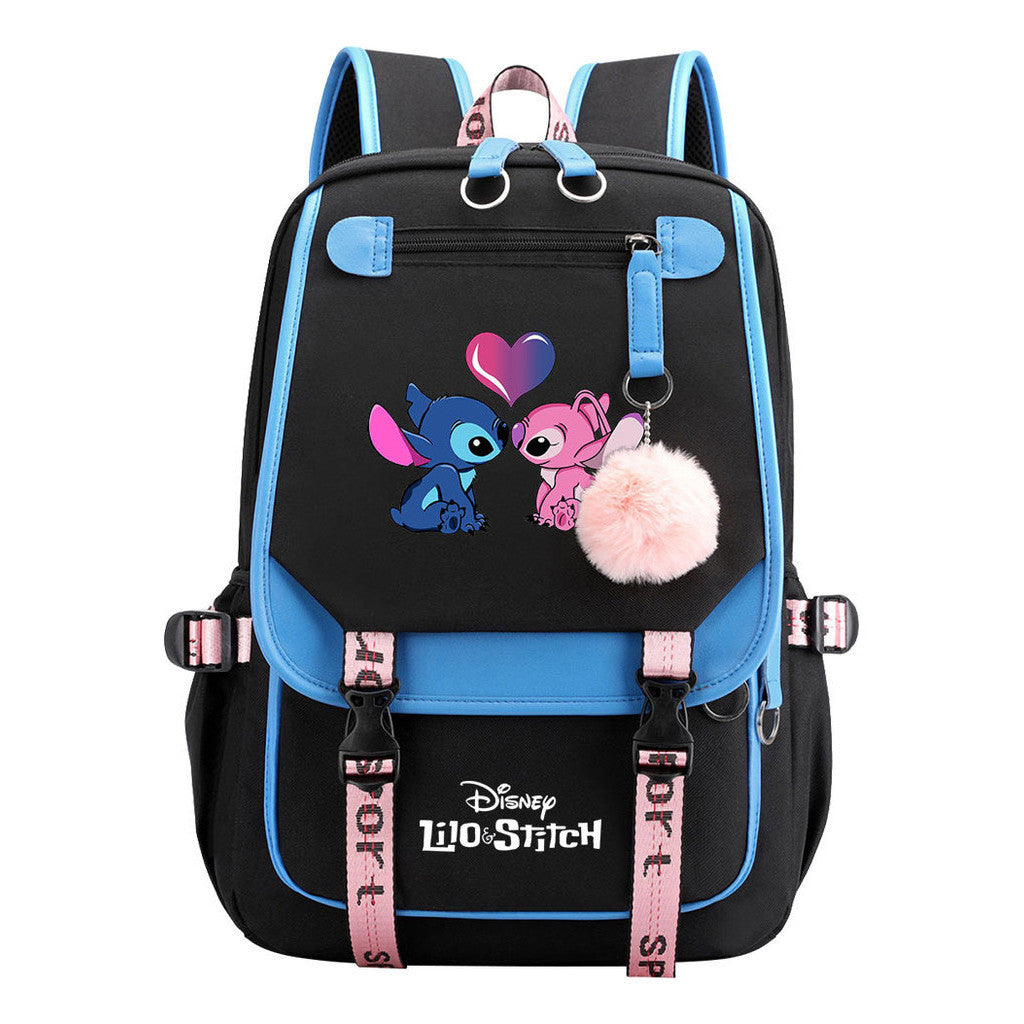 Interstellar Baby Stitch Usb Backpack For Boys And Girls Casual Woven Strap Flip Backpack