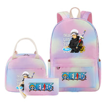 Cartoon Pirate King Student Girls School Bag Lunch Bag Three Piece Set Backpack Set