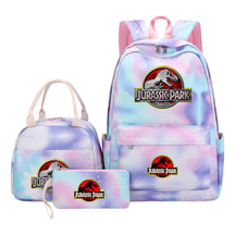 Jurassic Park Dinosaur Student Girls School Bag Lunch Bag Three Piece Set Backpack Set