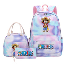 Cartoon Pirate King Student Girls School Bag Lunch Bag Three Piece Set Backpack Set