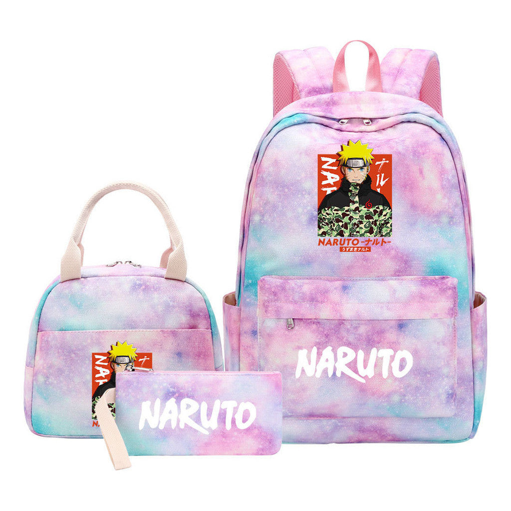 Naruto Student Girl Backpack Lunch Bag Three Piece Set Backpack Set