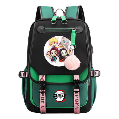 Cartoon Fashion Usb Student Backpack With Casual Woven Strap Flip Back Backpack