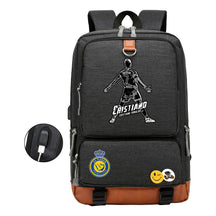 Football Star Cristiano Ronaldo Printed Usb Youth Student Backpack For Leisure Travel Backpack