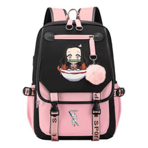 Cartoon Fashion Usb Youth Student School Bag Casual Ribbon Flip Backpack