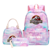 Jurassic Park Dinosaur Youth Student Girls School Bag Lunch Bag Three Piece Set Backpack Set