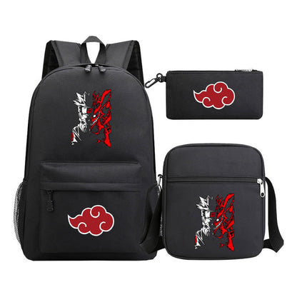Anime Naruto Starry Sky Youth School Bag Three Piece Set For Boys And Girls Backpack Set