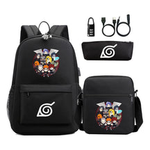 Naruto Usb Password Lock Backpack Three Piece Set For Men And Women Backpack Set