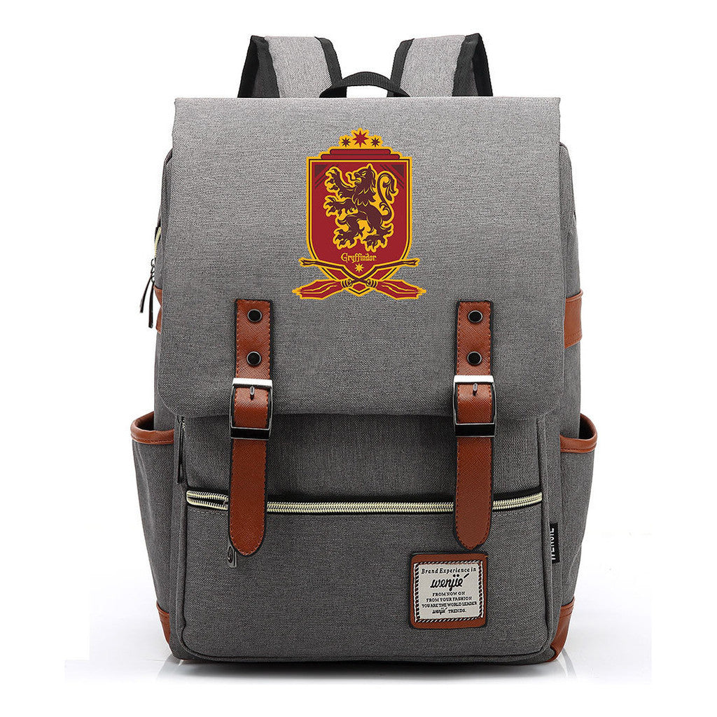 School Of Witchcraft And Wizardry Printed Youth Student Backpack For Men And Women, Casual Belt Buckle, Classic Backpack