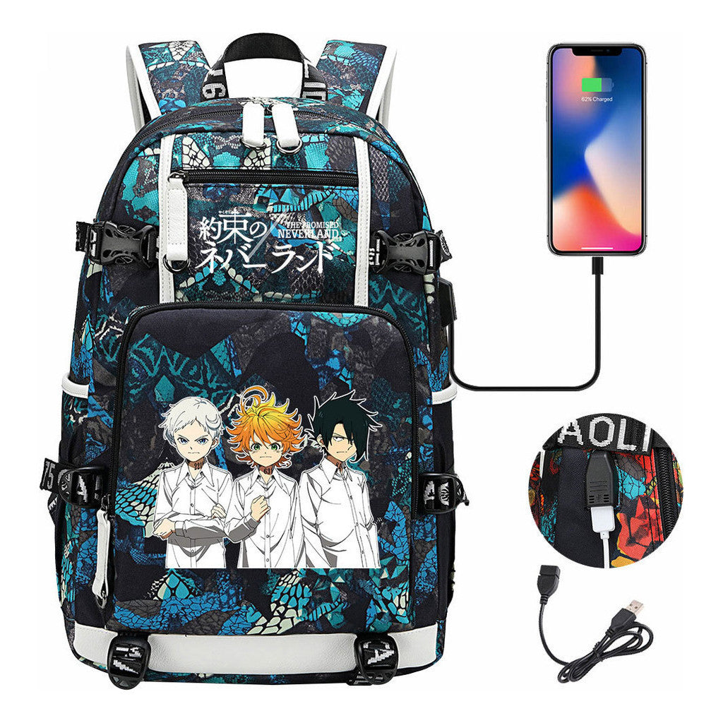 Promised Dream Island Usb Large Capacity Student Backpack Leisure Travel Backpack