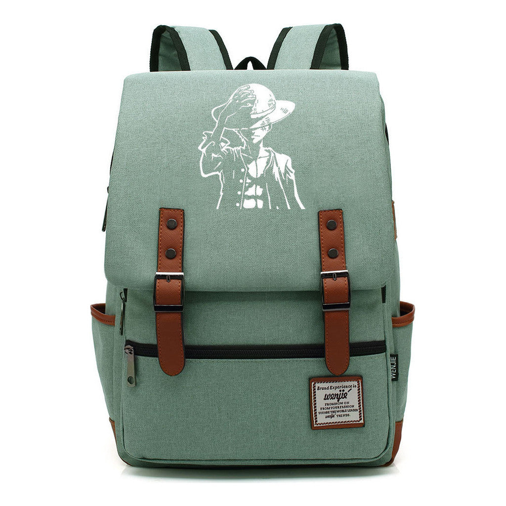 Anime Pirate King Luffy Printed Youth Student School Bag Casual Belt Buckle Classic Backpack