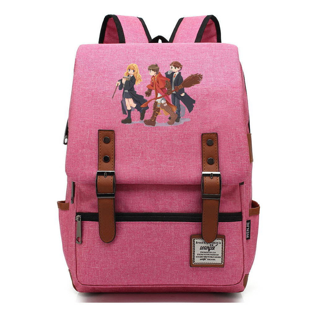 School Of Witchcraft And Wizardry Printed Youth Student School Bag Casual Belt Buckle Classic Backpack