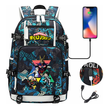 My Heroes Academy Usb Youth Student Backpack For Men And Women's Travel Backpacks