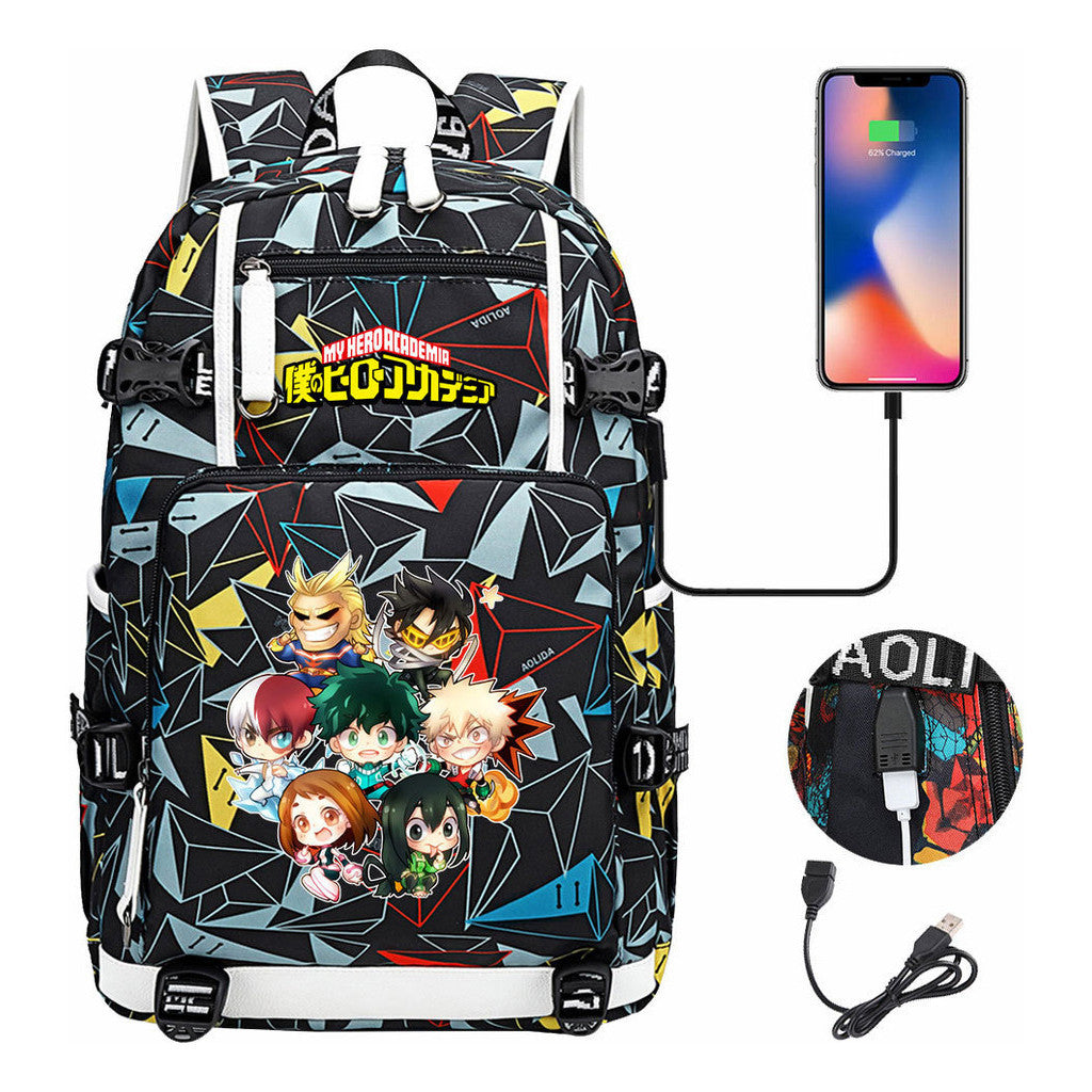 My Heroes Academy Usb Youth Student Backpack For Men And Women's Travel Backpacks