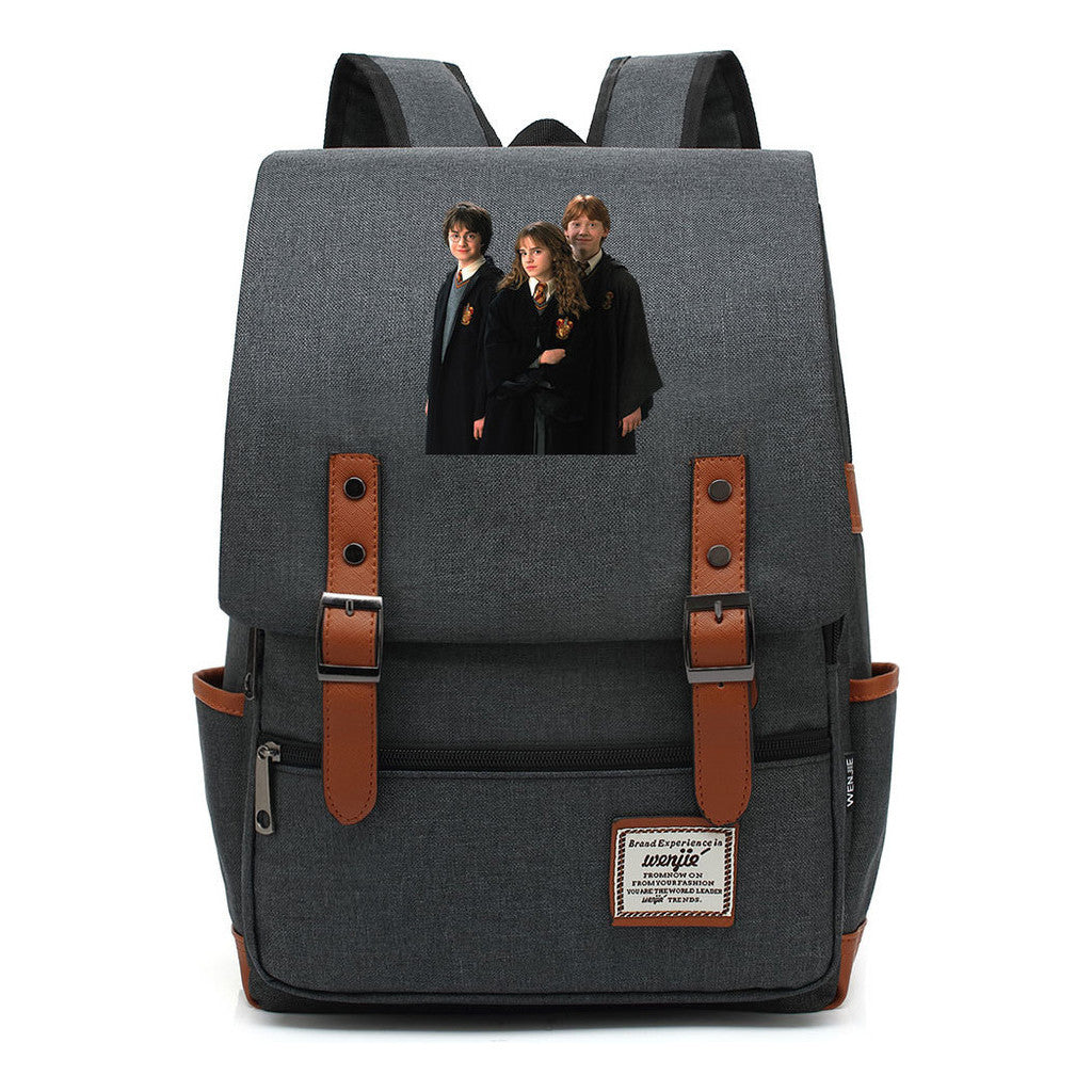 Academy Of Magic Print Teen Student School Bag For Men And Women Casual Belt Buckle Classic Backpack